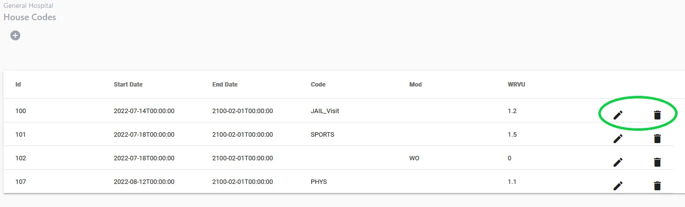 Delete or Edit House Code