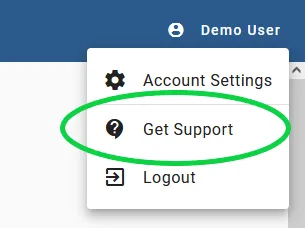 Get Support menu item